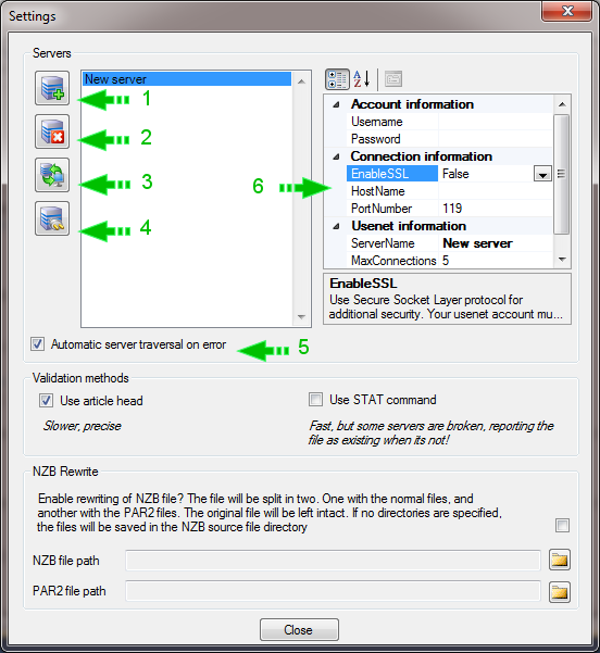 New configuration screen for multiple server support